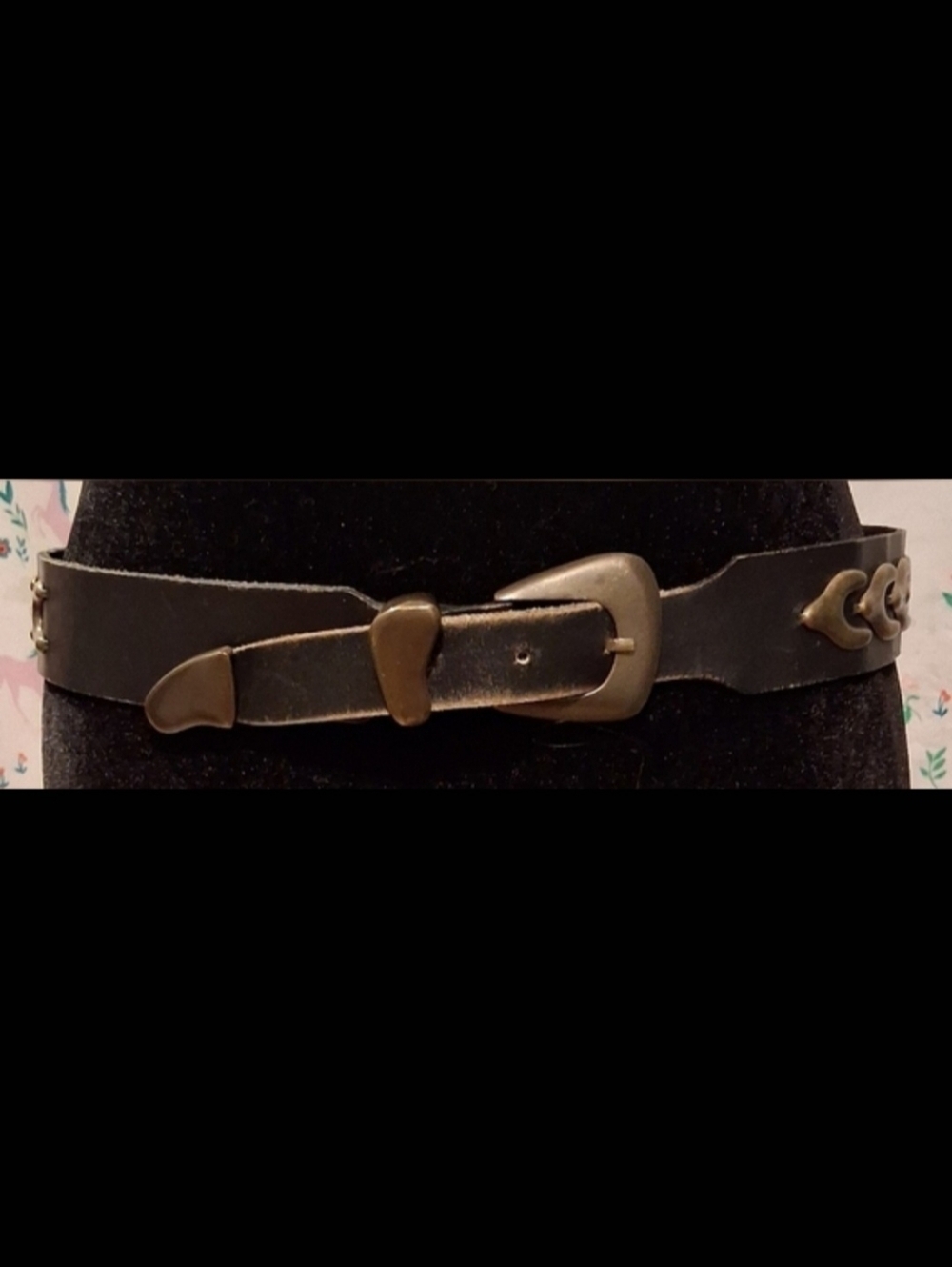 EUC Vintage Y2K Brighton Onyx Black Leather & Brass Stud Moto Goth Belt SZ M